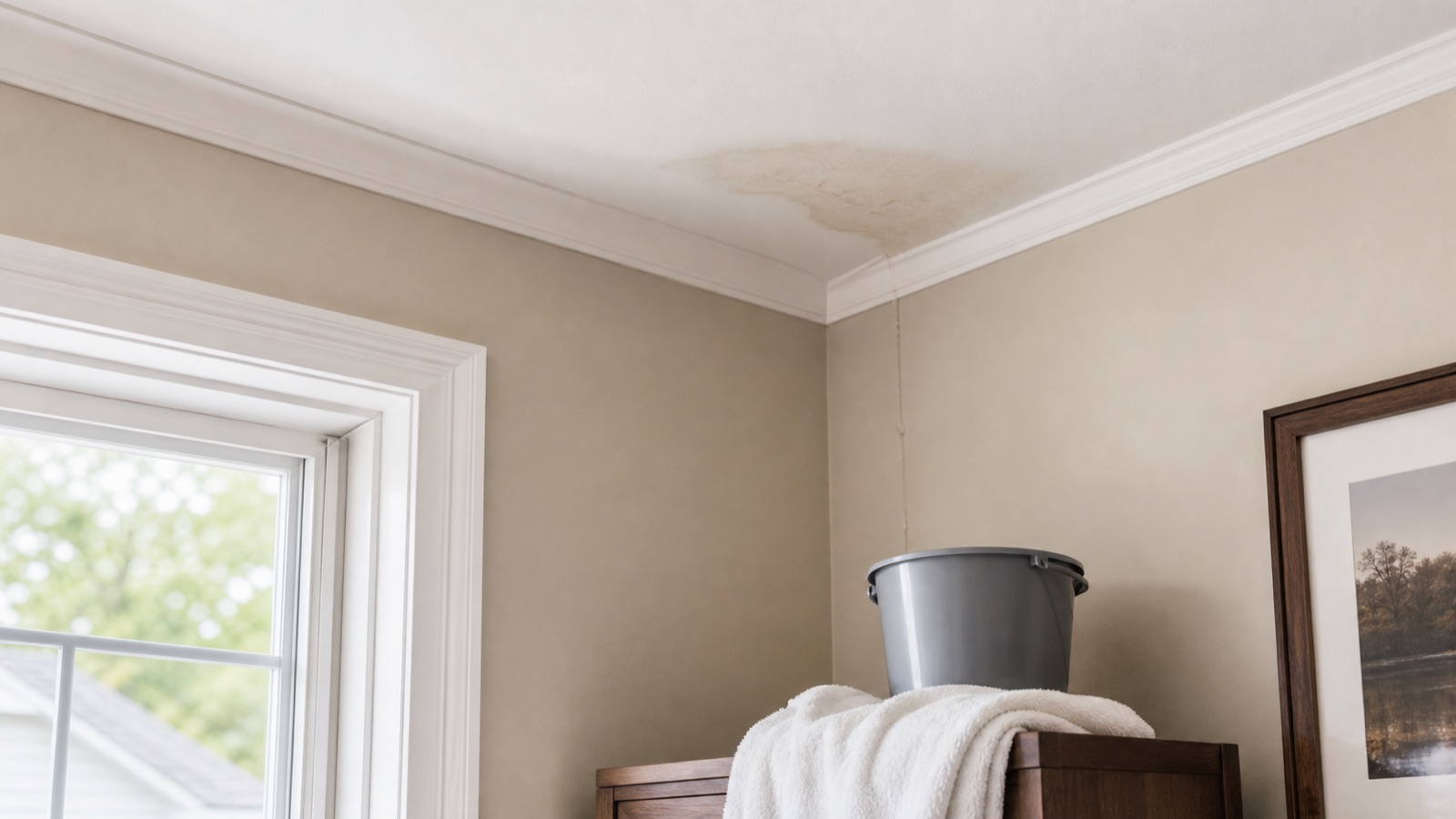 Small ceiling stain that may point to a roof leak